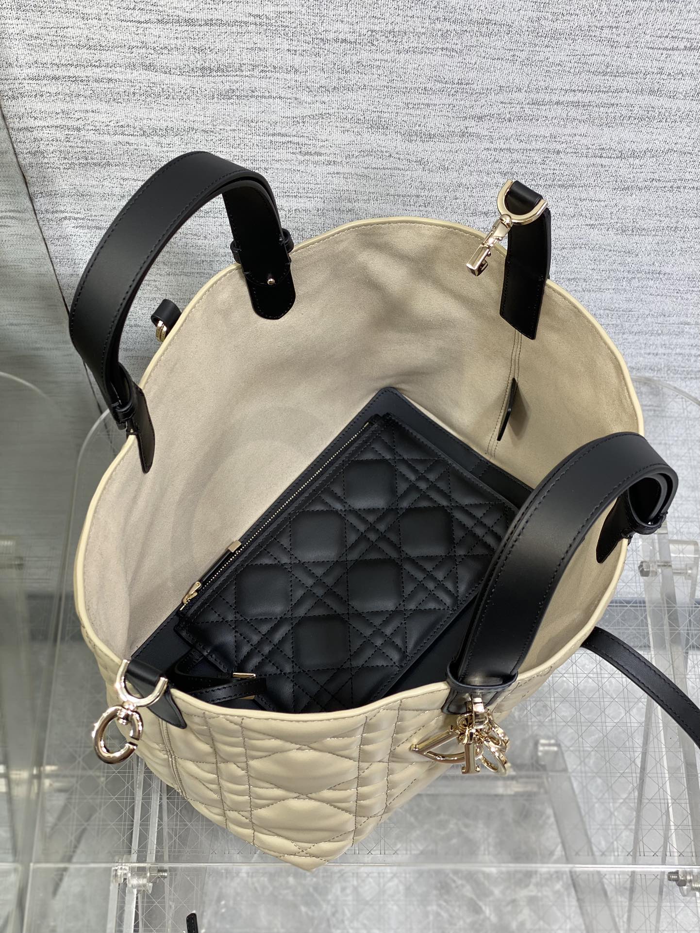DIOR ALWAYS MINI 28 BAG IN IVORY TAN MACROCANNAGE CALFSKIN
