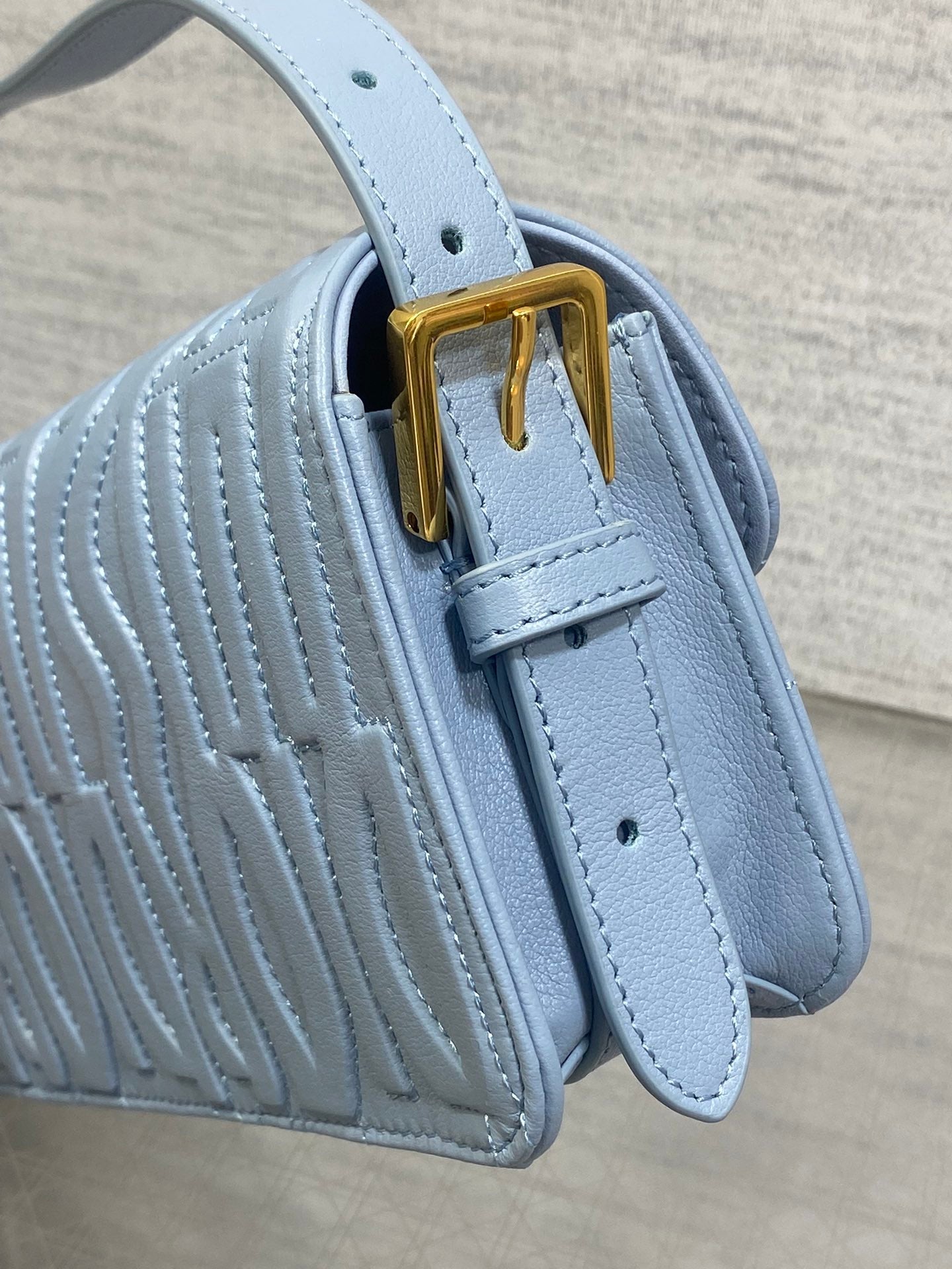 DIOR FLAP BAG 18 IN BABY BLUE QUILTED ALLOVER CALFSKIN