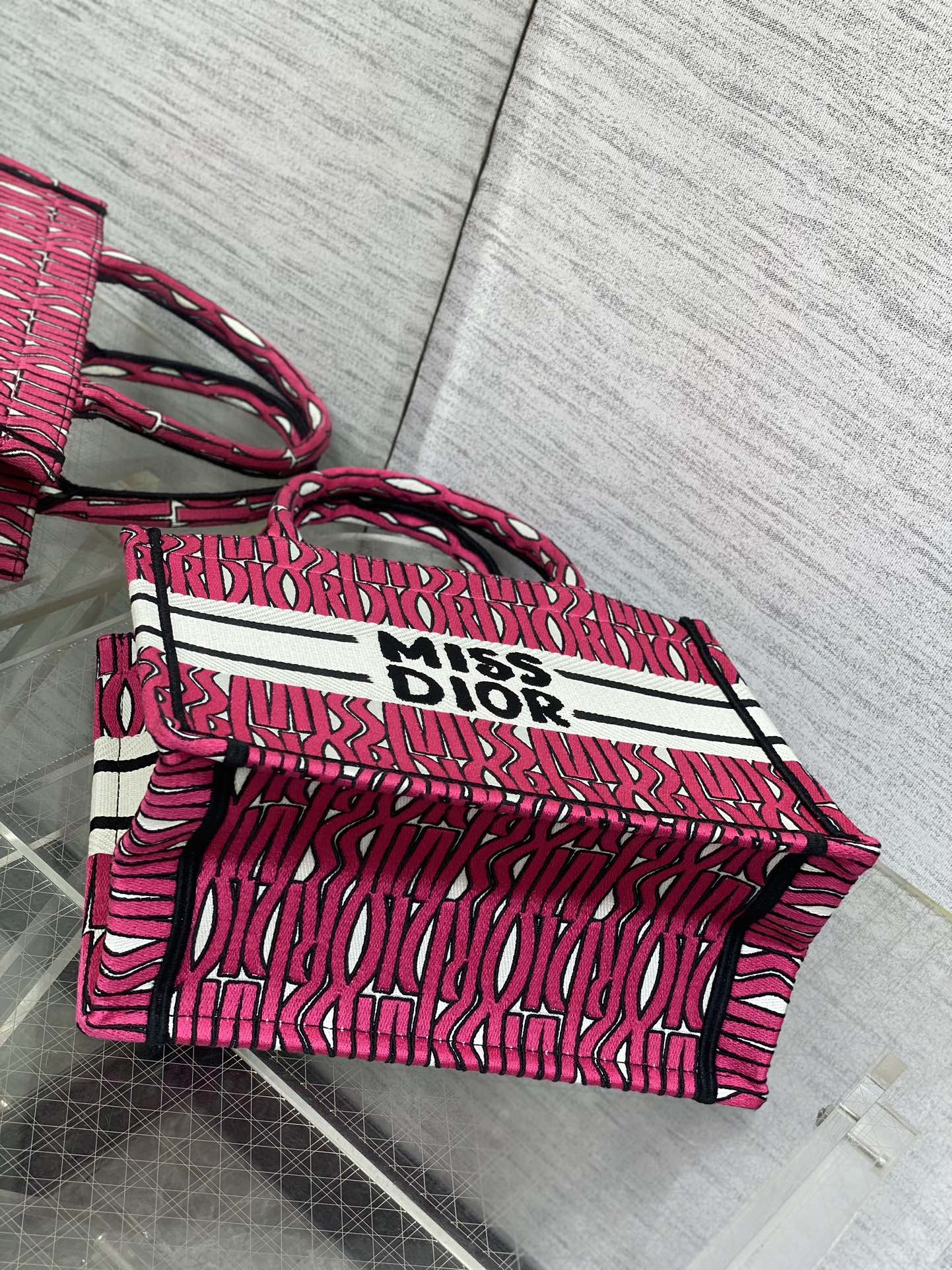 DIOR MISS TOTE 26 IN MAGENTA PURPLE CANVAS