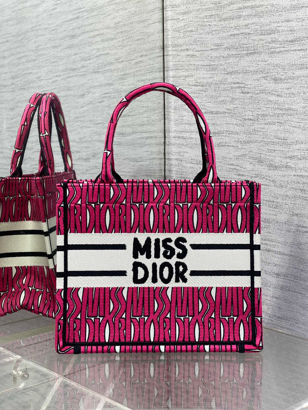 DIOR MISS TOTE 26 IN MAGENTA PURPLE CANVAS