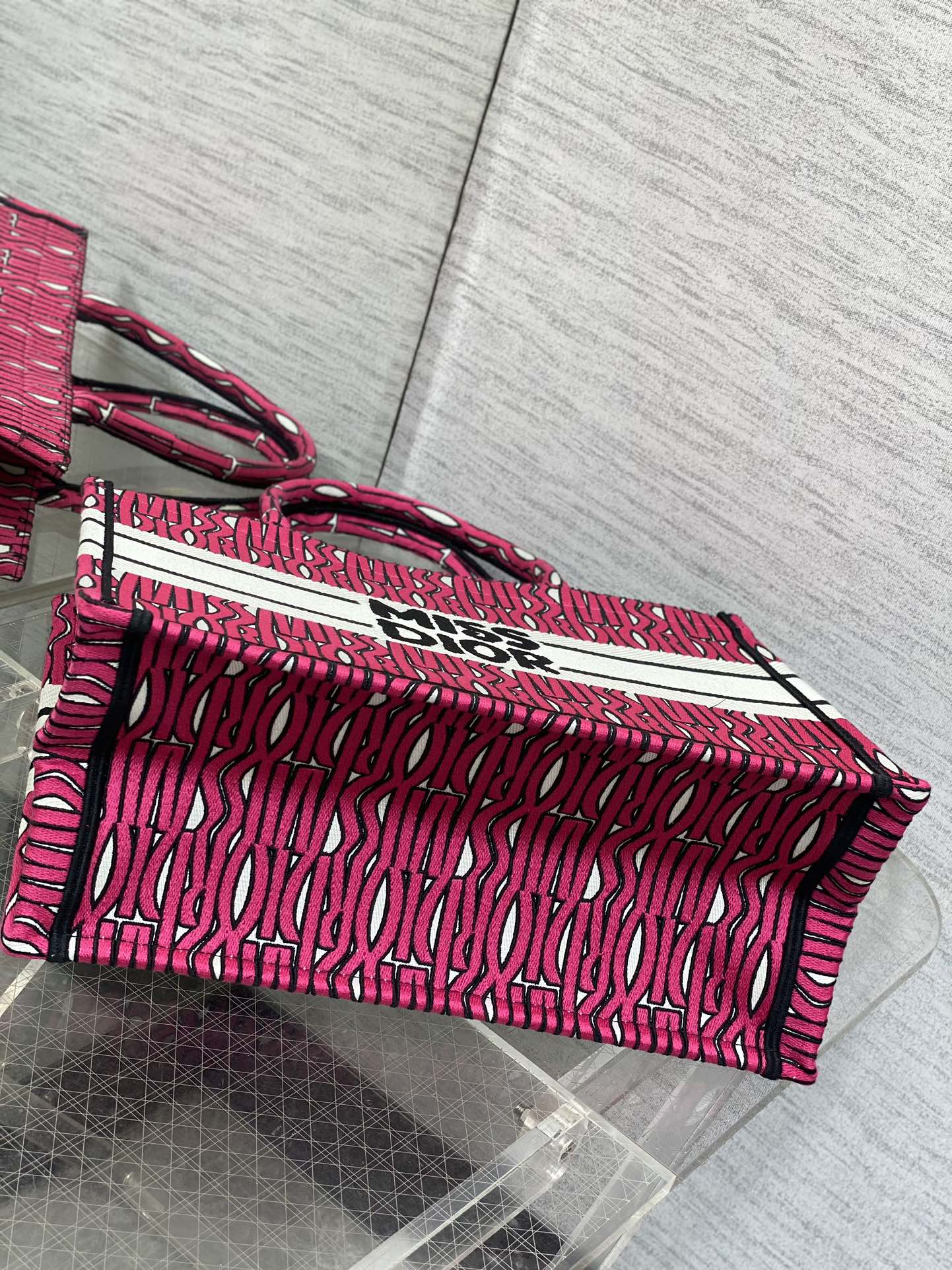 DIOR MISS TOTE 36 IN MAGENTA PURPLE CANVAS