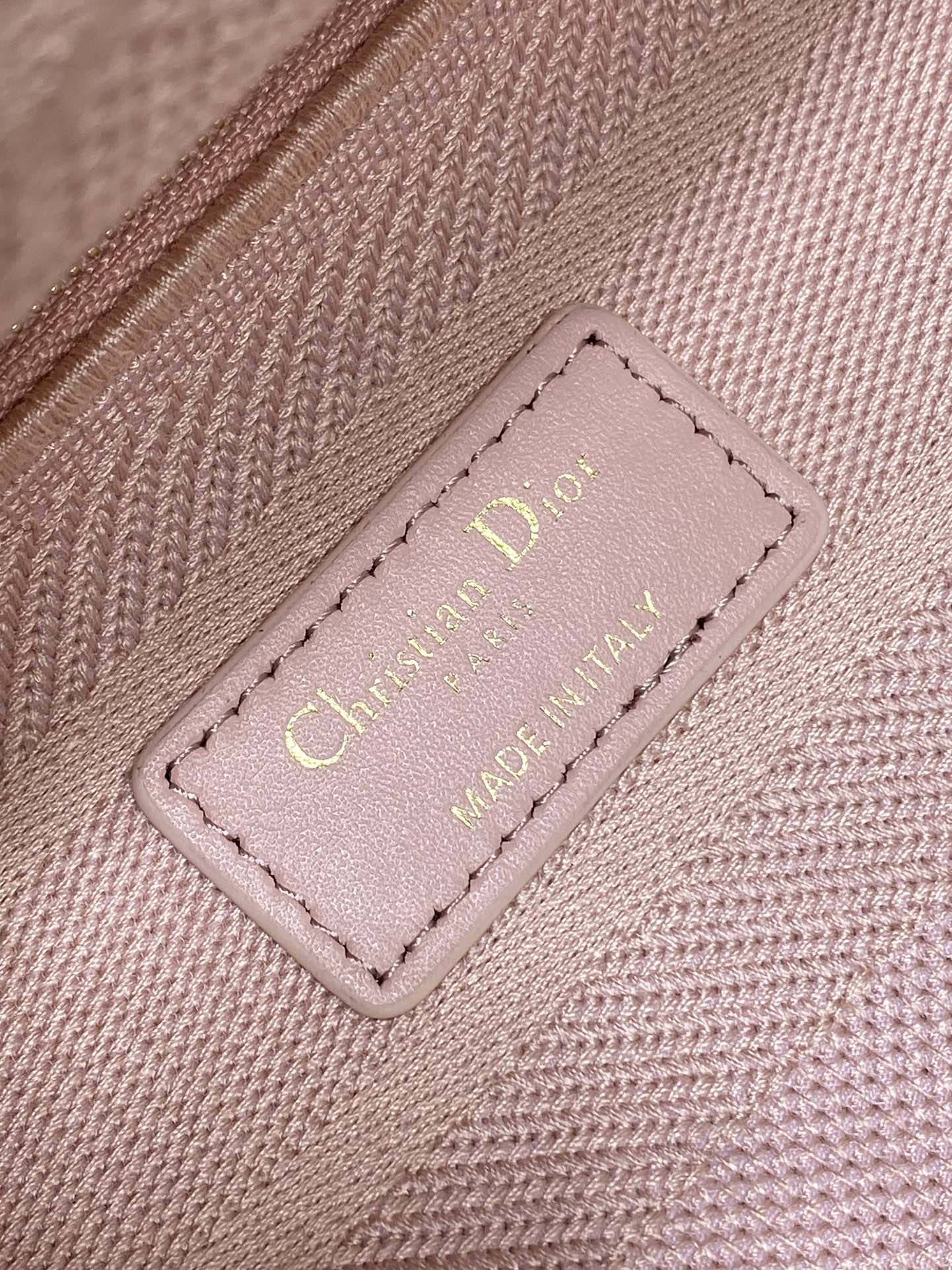 DIOR SMALL 24 LADY BAG IN PASTEL PINK CANVAS