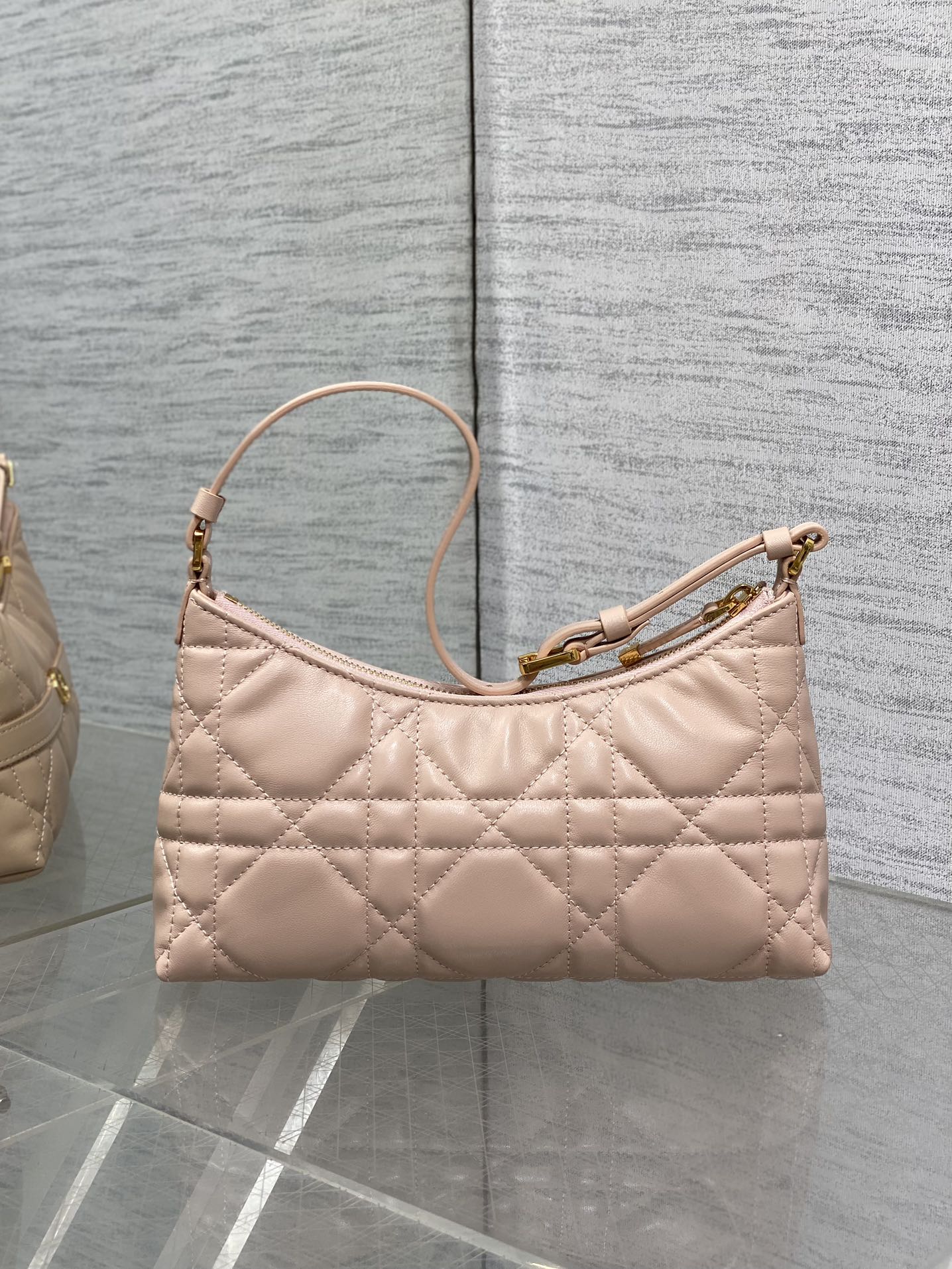 DIOR MISS CARO CIGALE MINI 24 BAG IN POWDER PINK MACROCANNAGE LAMBSKIN