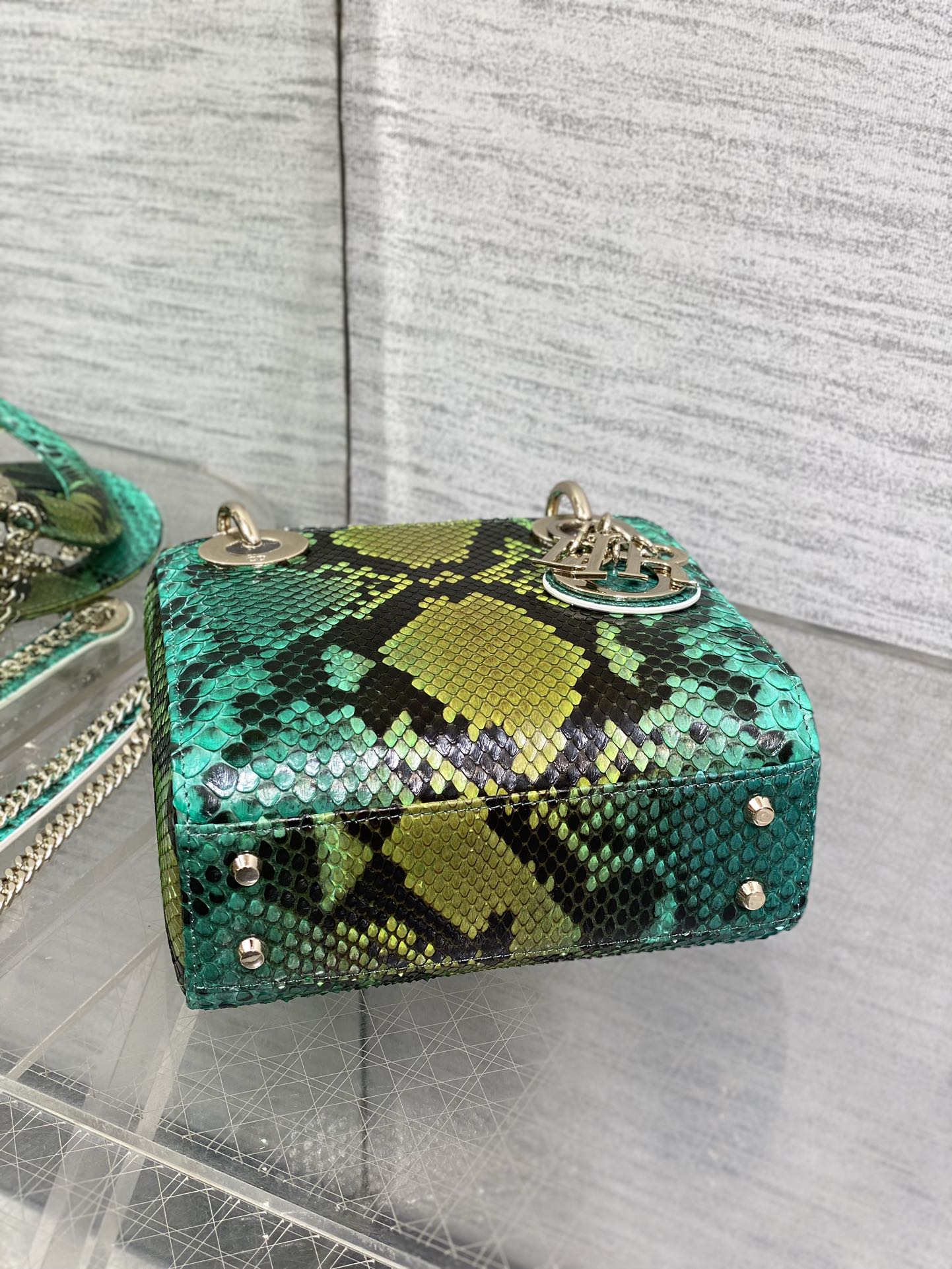 DIOR MINI 17 LADY BAG IN COLORFUL SNAKESKIN PATTERN LAMBSKIN 225963