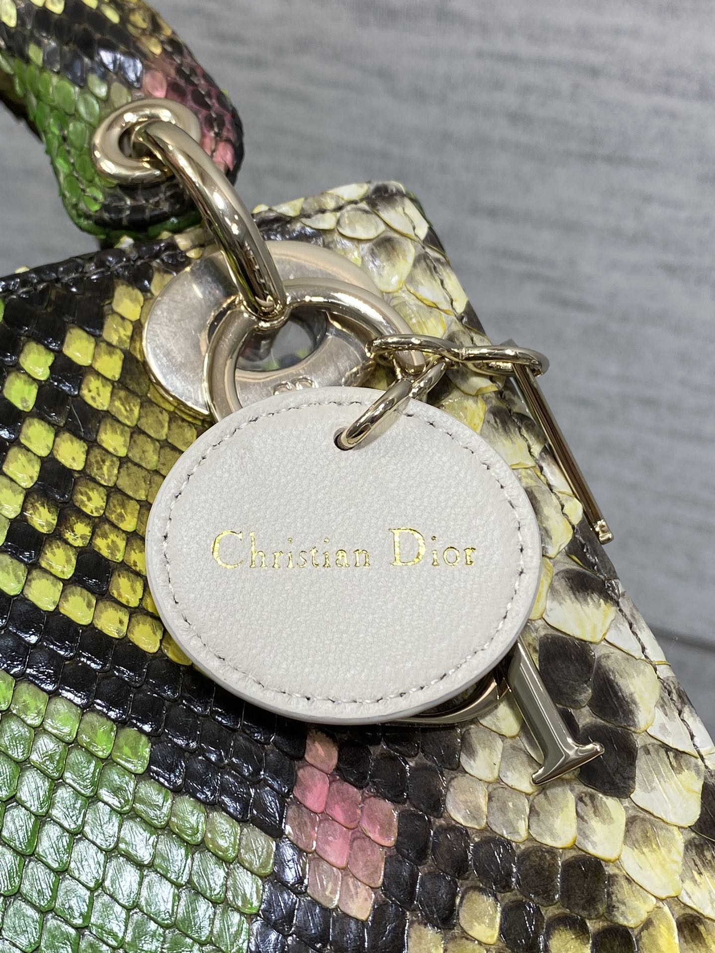 DIOR MINI 17 LADY BAG IN COLORFUL SNAKESKIN PATTERN LAMBSKIN 225975