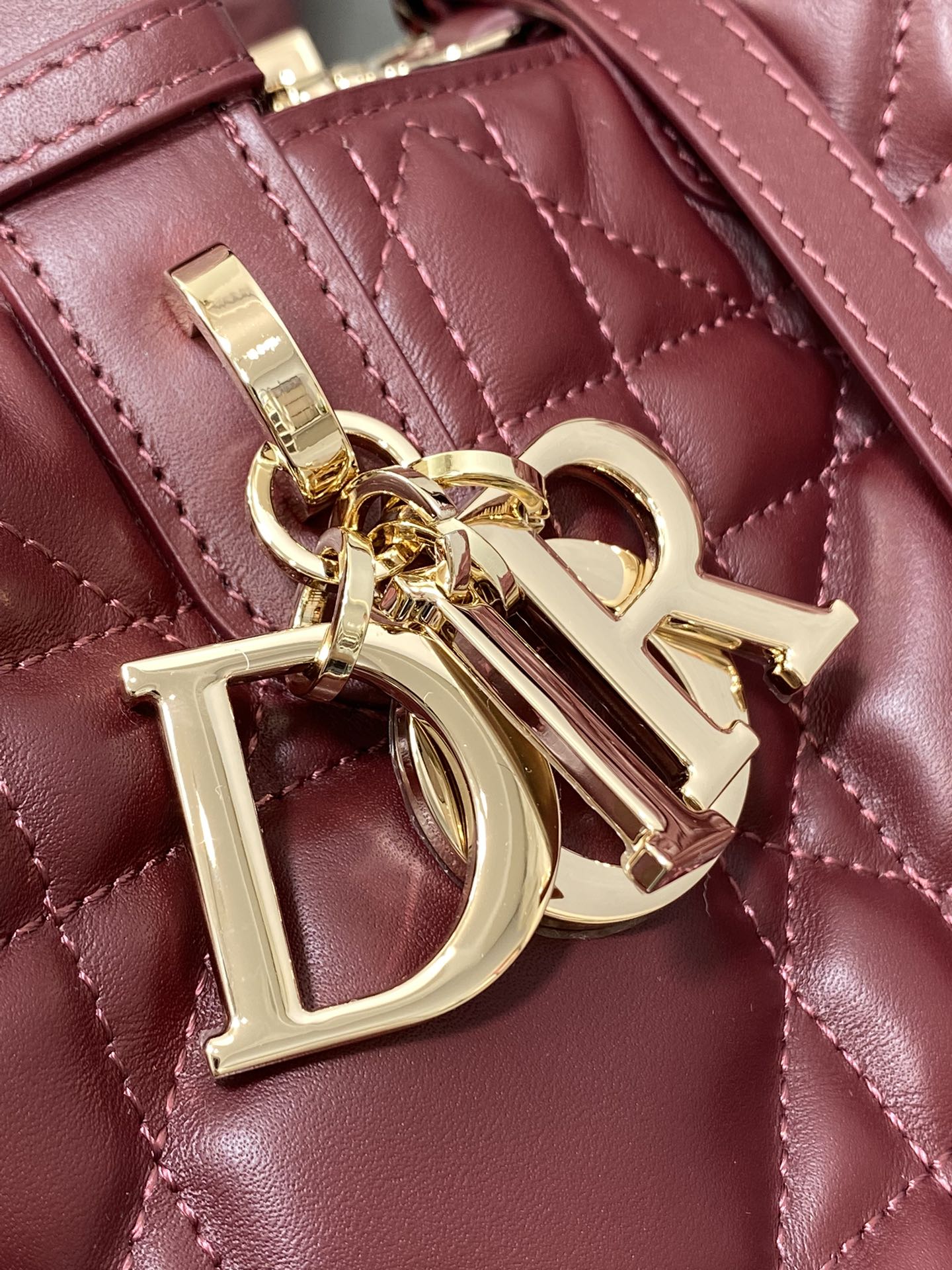 DIOR ALWAYS MEDIUM 28 BAG IN BURGUNDY RED MACROCANNAGE CALFSKIN