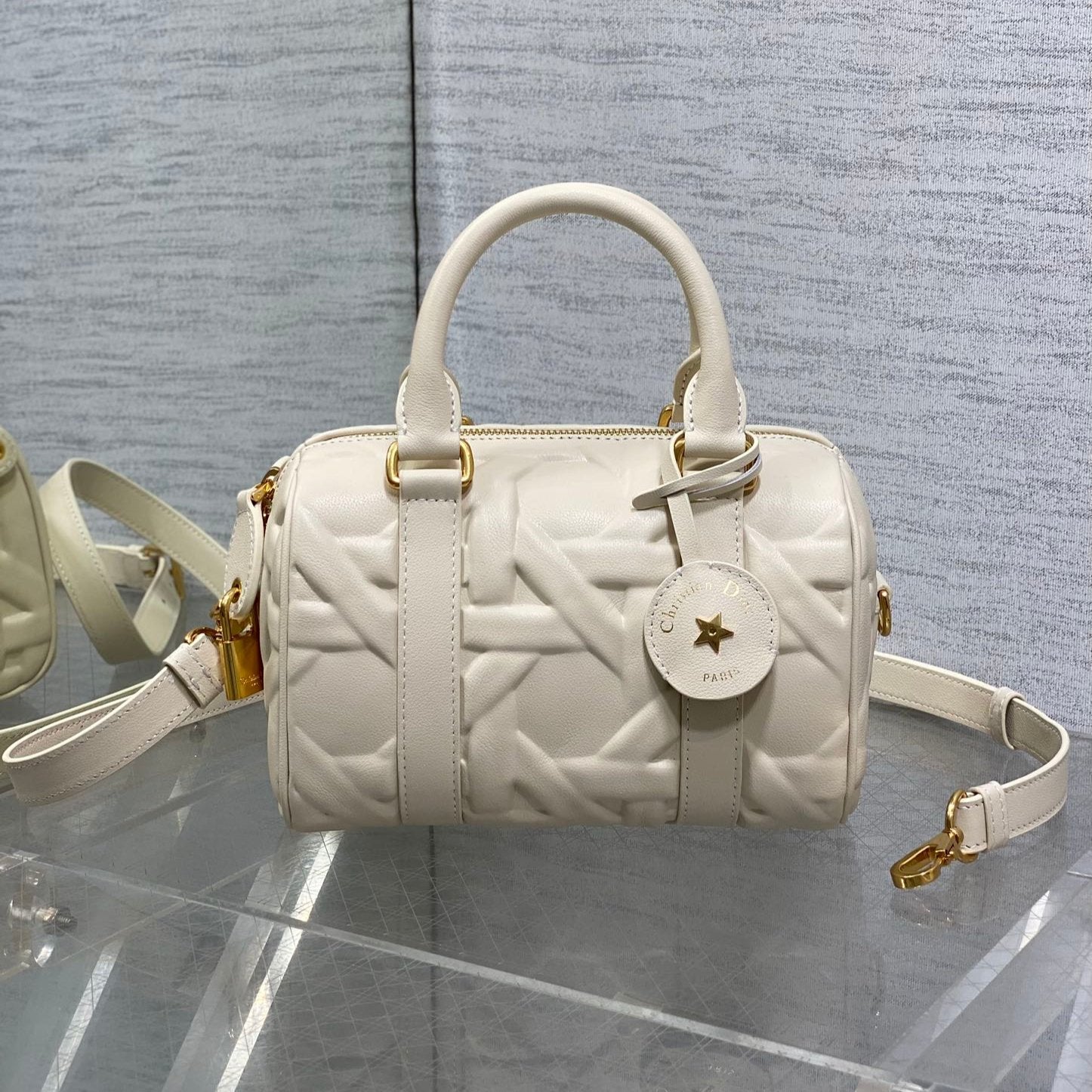 DIOR GROOVE 20 BAG IN WHITE CREAM MACROCANNAGE CALFSKIN WITH GOLD HARDWARE