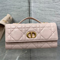 DIOR MISS CARO TOP HANDLE POUCH 24 IN PALE PINK MACROCANNAGE LAMBSKIN