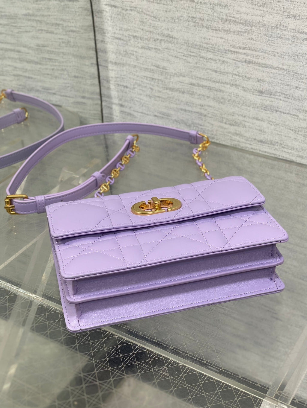 DIOR MISS CARO MINI BAG 17 IN BABY PURPLE MACROCANNAGE LAMBSKIN