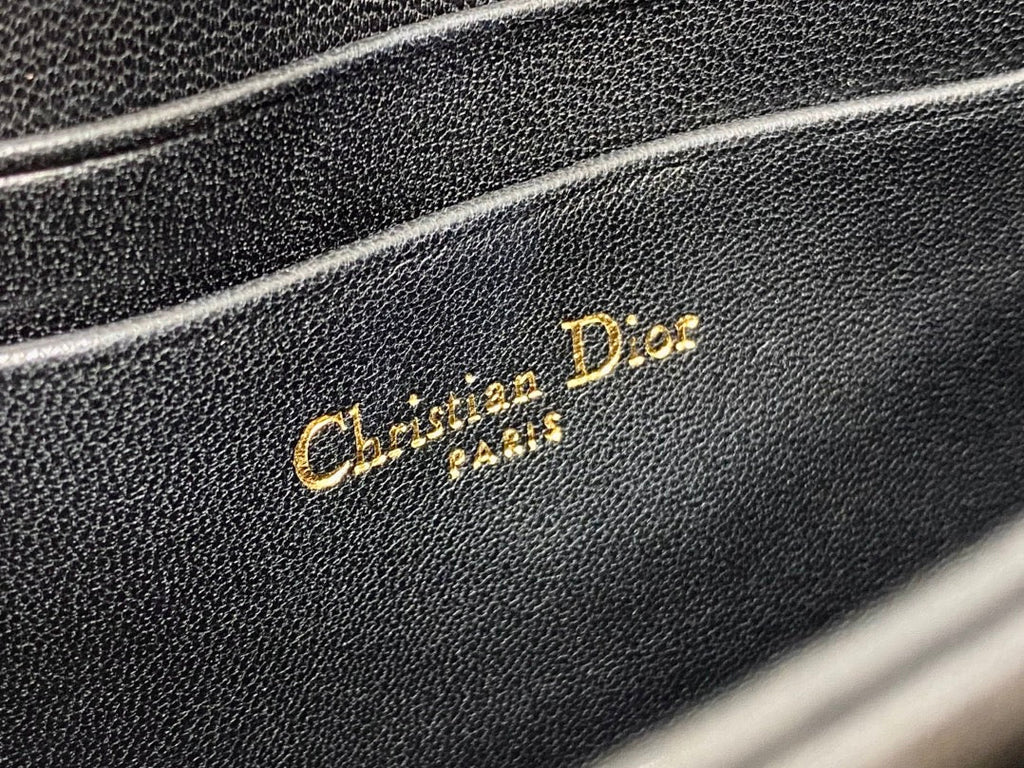 DIOR 25S  TALK PHONE POUCH 21 IN BLACK CANNAGE LAMBSKIN SILVER HARDWARE