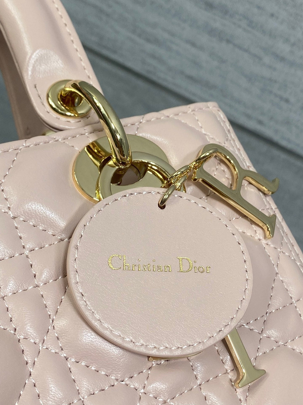 DIOR 25S MEDIUM LADY BAG 24 IN PINK CALFSKIN GOLD HARDWARE