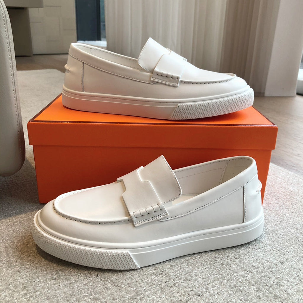 HERMES IKE SLIP-ON SNEAKER WHITE CALFSKIN