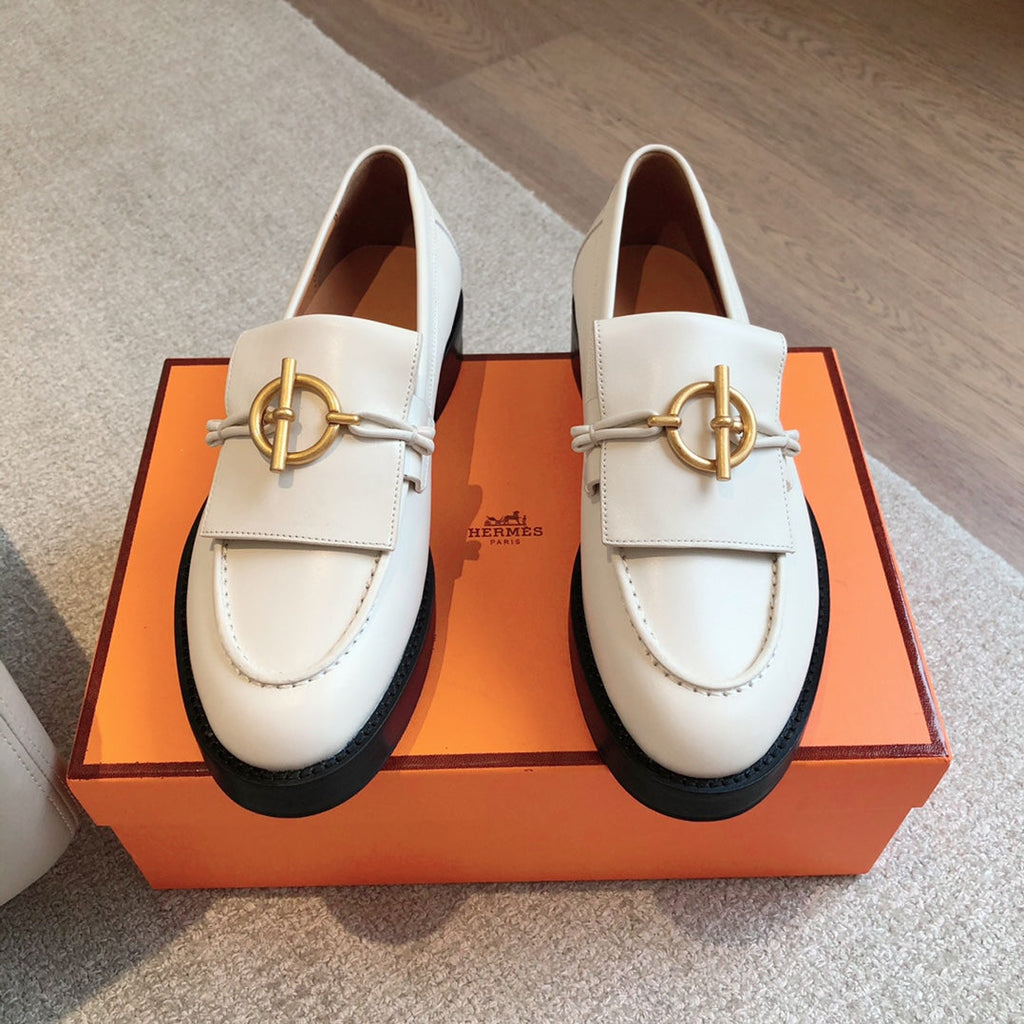 HERMES IMPACT LOAFER 25 WHITE CALFSKIN