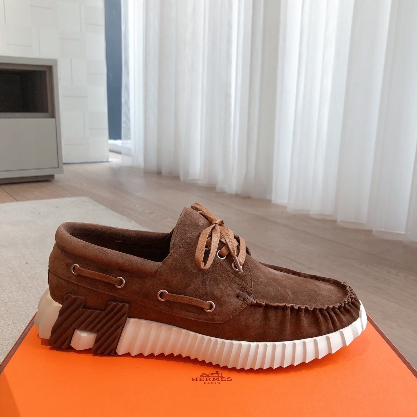 HERMES KETCH SNEAKER IN COCOA BROWN SUEDE