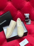CHANEL WOVEN LOAFERS IN DARK CREAM FABRIC