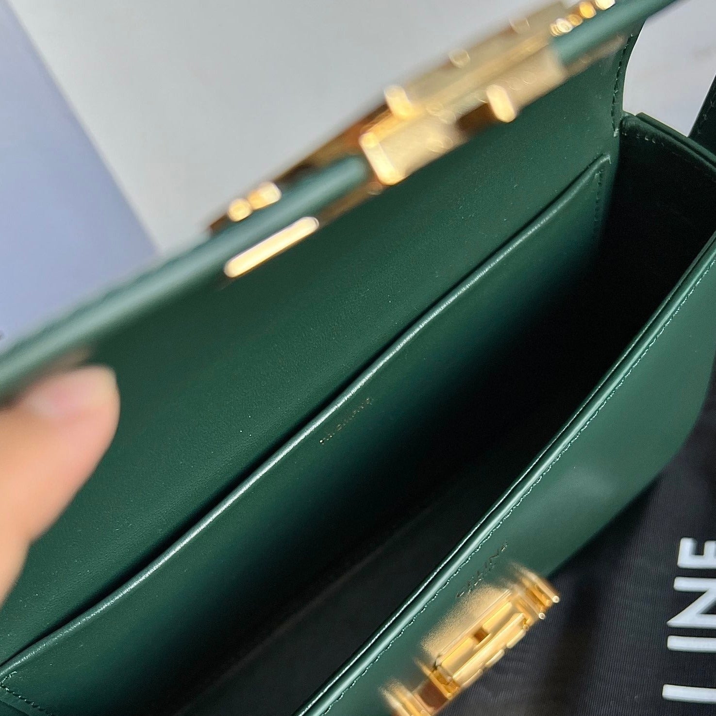 CELINE TRIOMPHE 20 DARK GREEN CALFSKIN