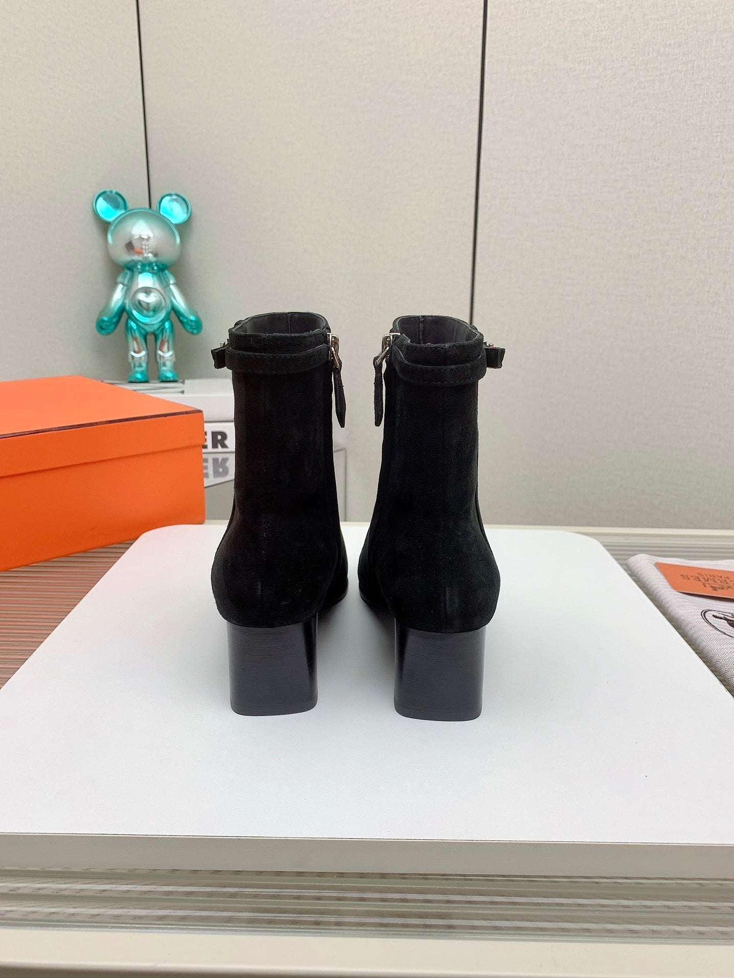 HERMES WOMEN'S NEO ANKLE BOOT IN BLACK SUEDE