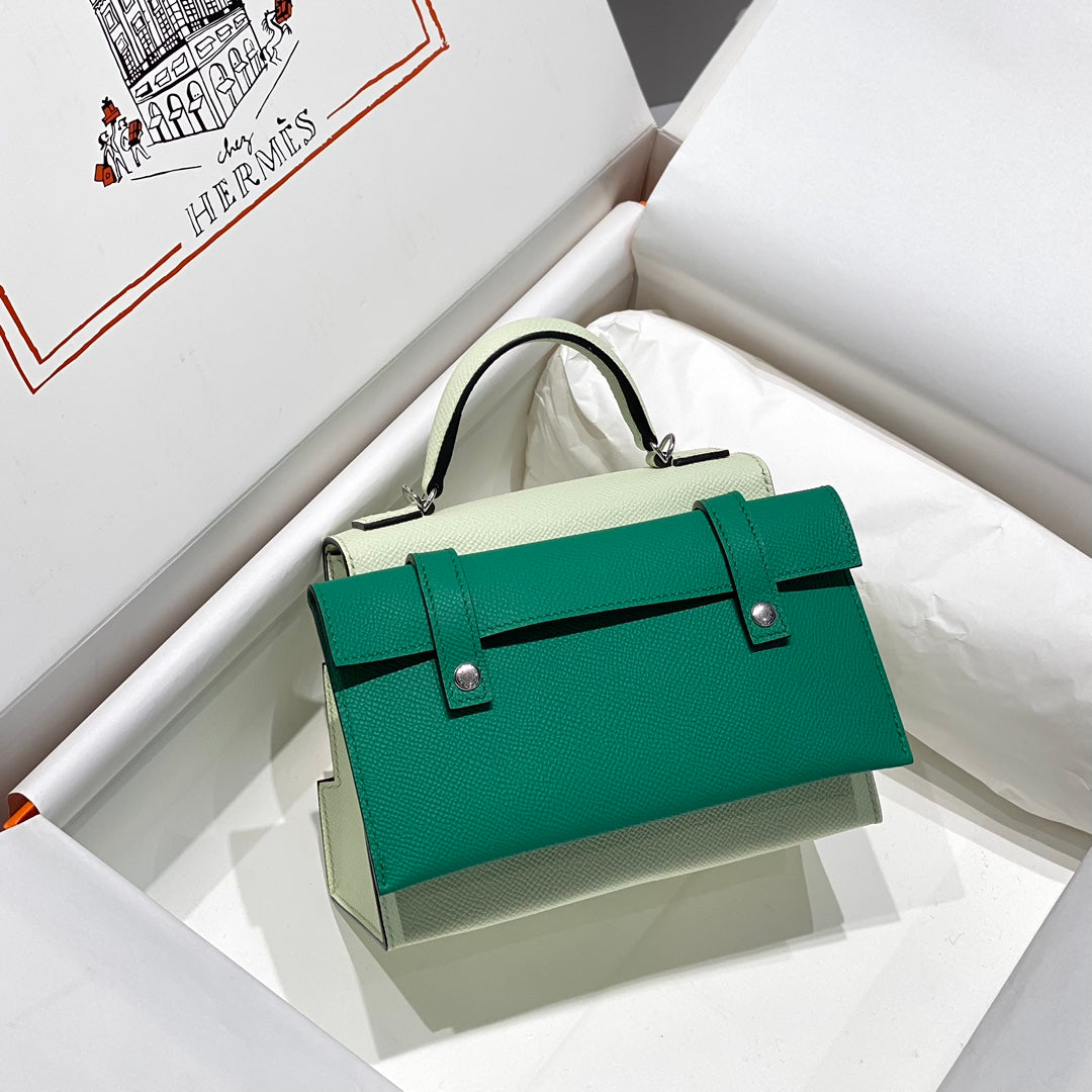 HERMES KELLY DOLL 18 IN LIGHT GREEN CALFSKIN