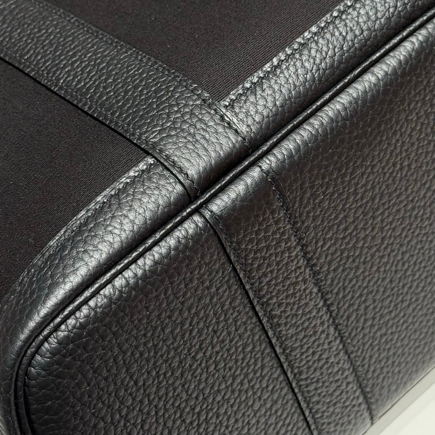 HERMES GARDEN PARTY 30CM IN BLACK TOILETS COTTON CANVAS AND CALFSKIN