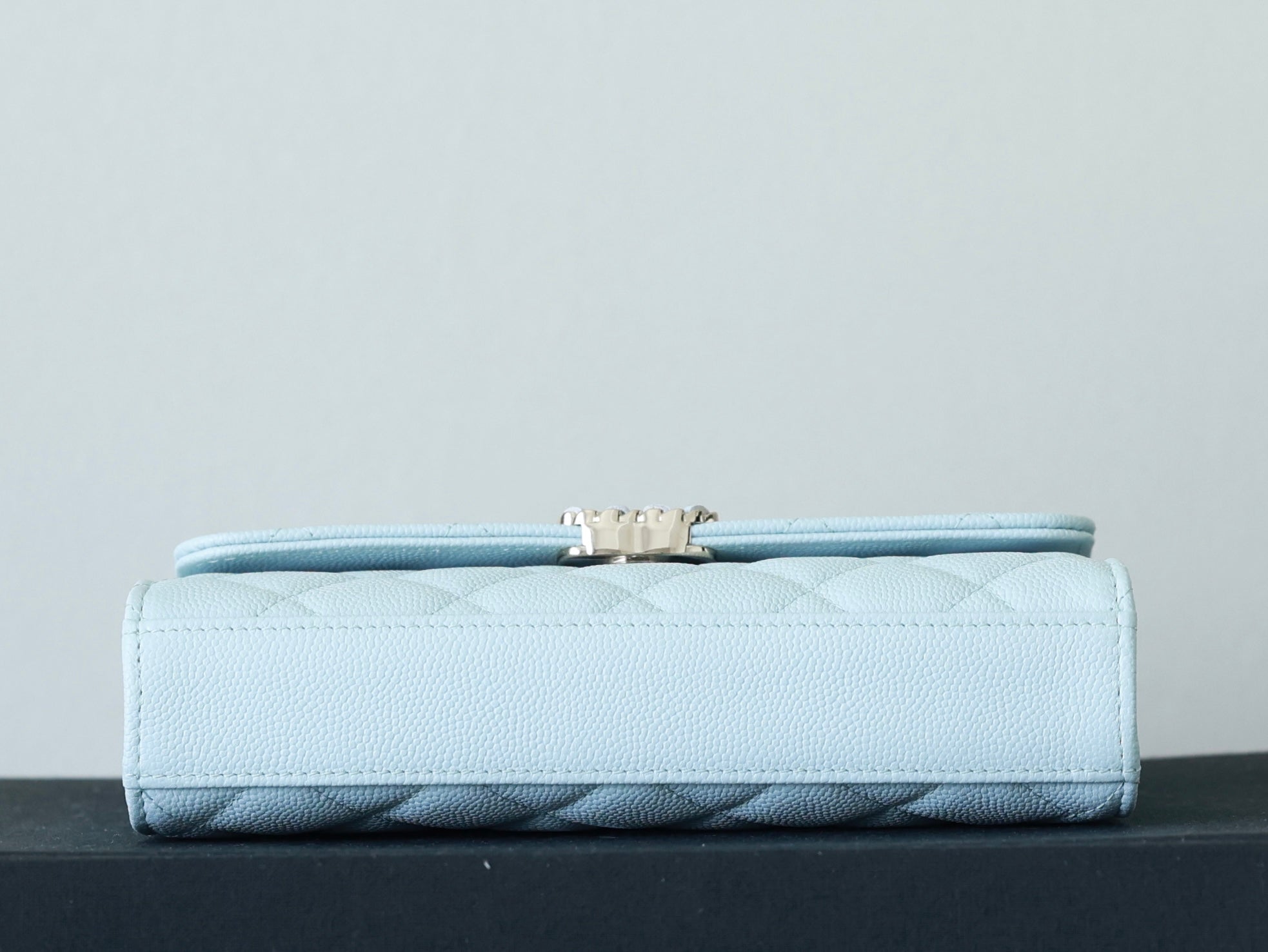 CHANEL 25S KELLY IN PASTEL BLUE LAMBSKIN WITH SILVER HARDWARE
