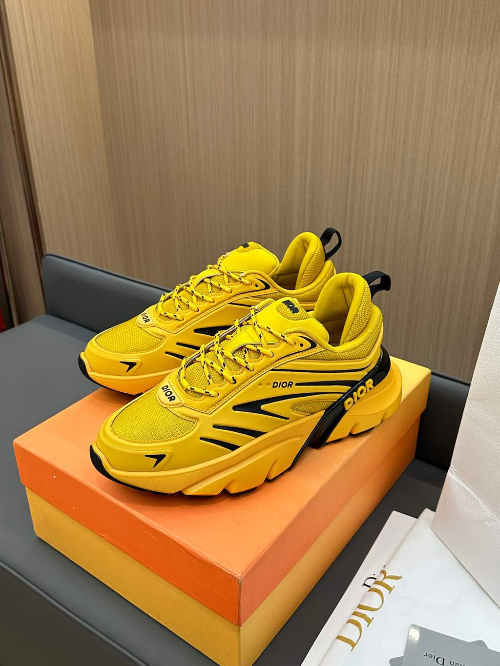 DIOR B44 BLADE SNEAKER CLASSIC YELLOW TECHNICAL MESH AND TECHNICAL FABRIC