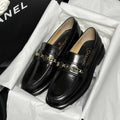 CHANEL LOAFERS BLACK QUILTED CALFSKIN