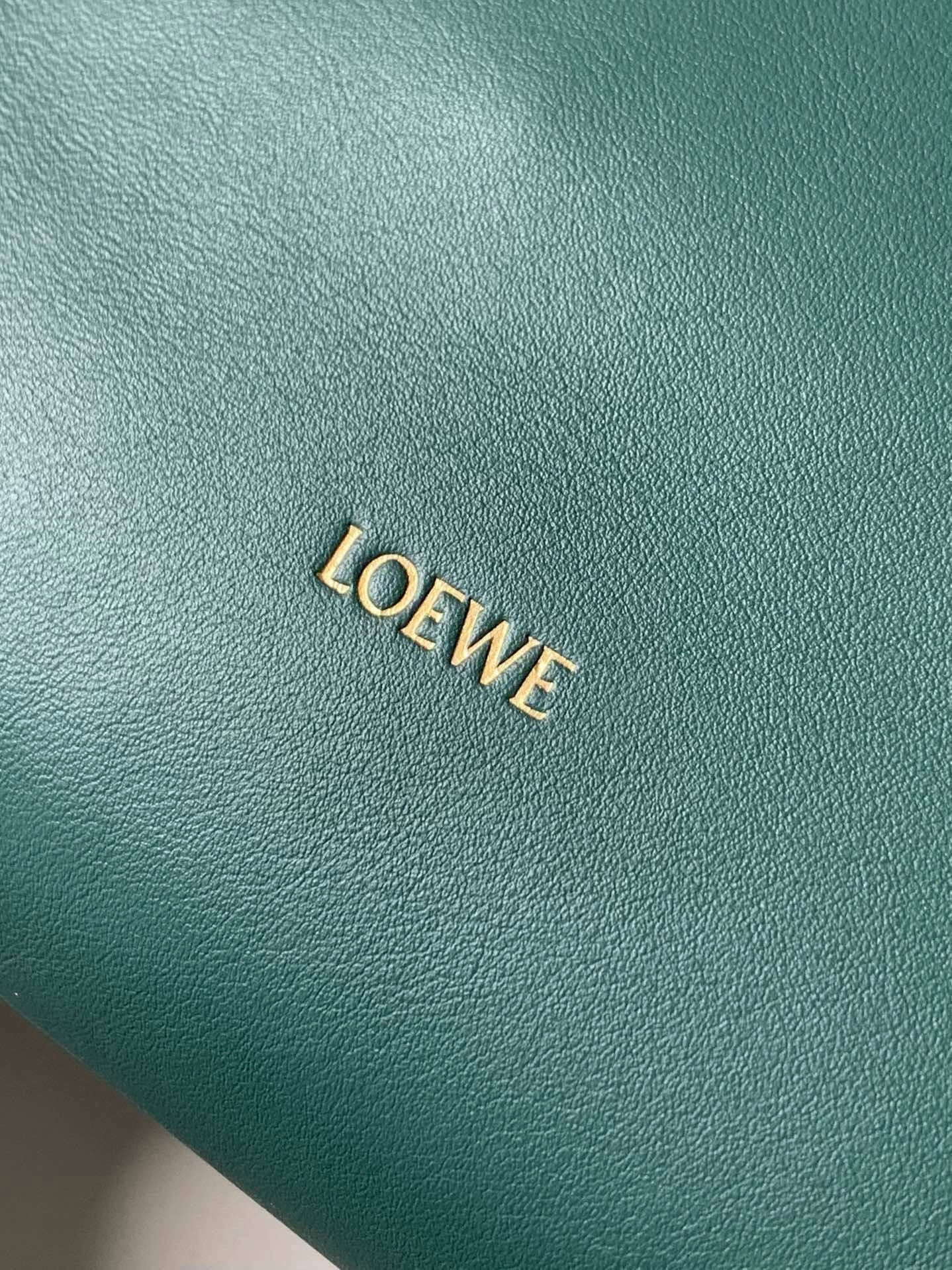 LOEWE 25S LARGE FLAMENCO CLUTCH BAG 30 IN DEEP TEAL CALFSKIN
