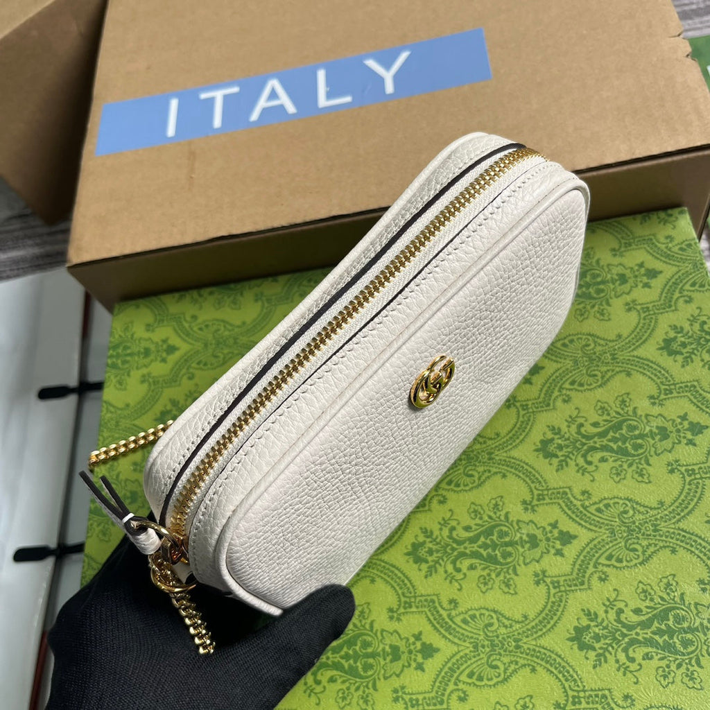 GUCCI MARMONT MINI 18 BAG IN WHITE CALFSKIN