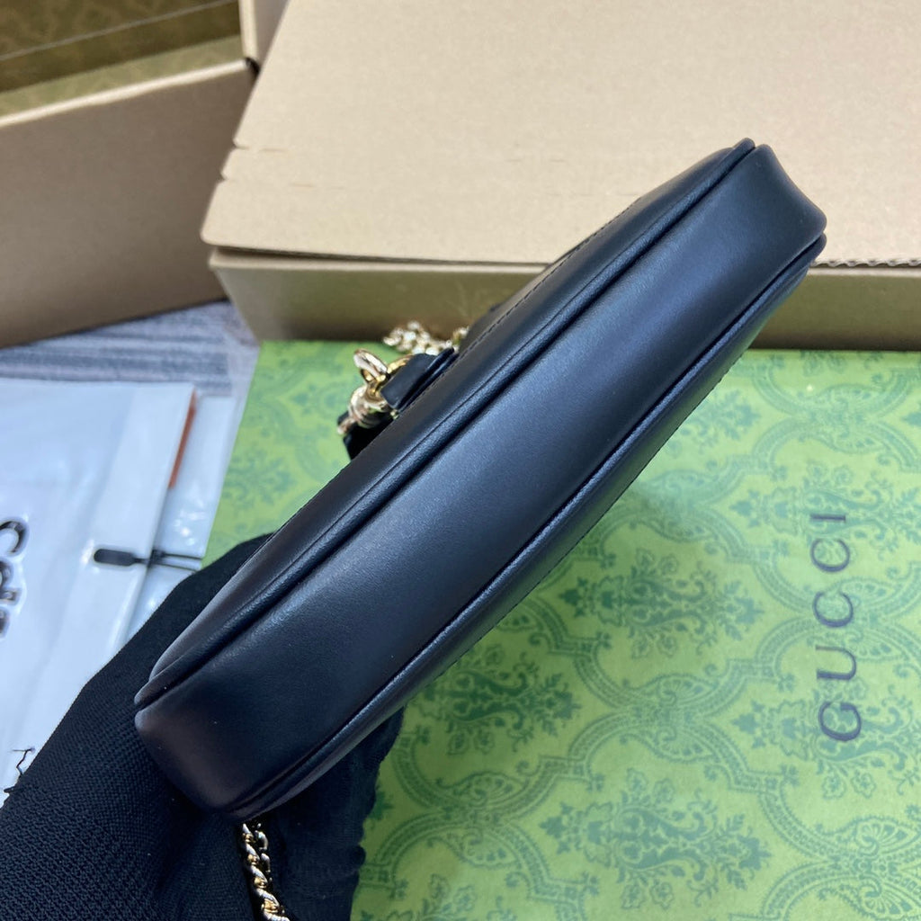 GUCCI JACKIE NOTTE MINI BAG 19 IN BLACK CALFSKIN GOLD HARDWARE