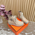 HERMES 25S KOOLER ANKLE BOOTS IN BEIGE CANVAS