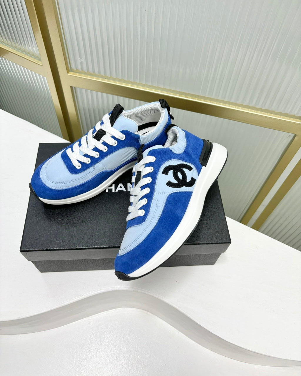 CHANEL SNEAKER IN SKY MIX COBALT BLUE SUEDE