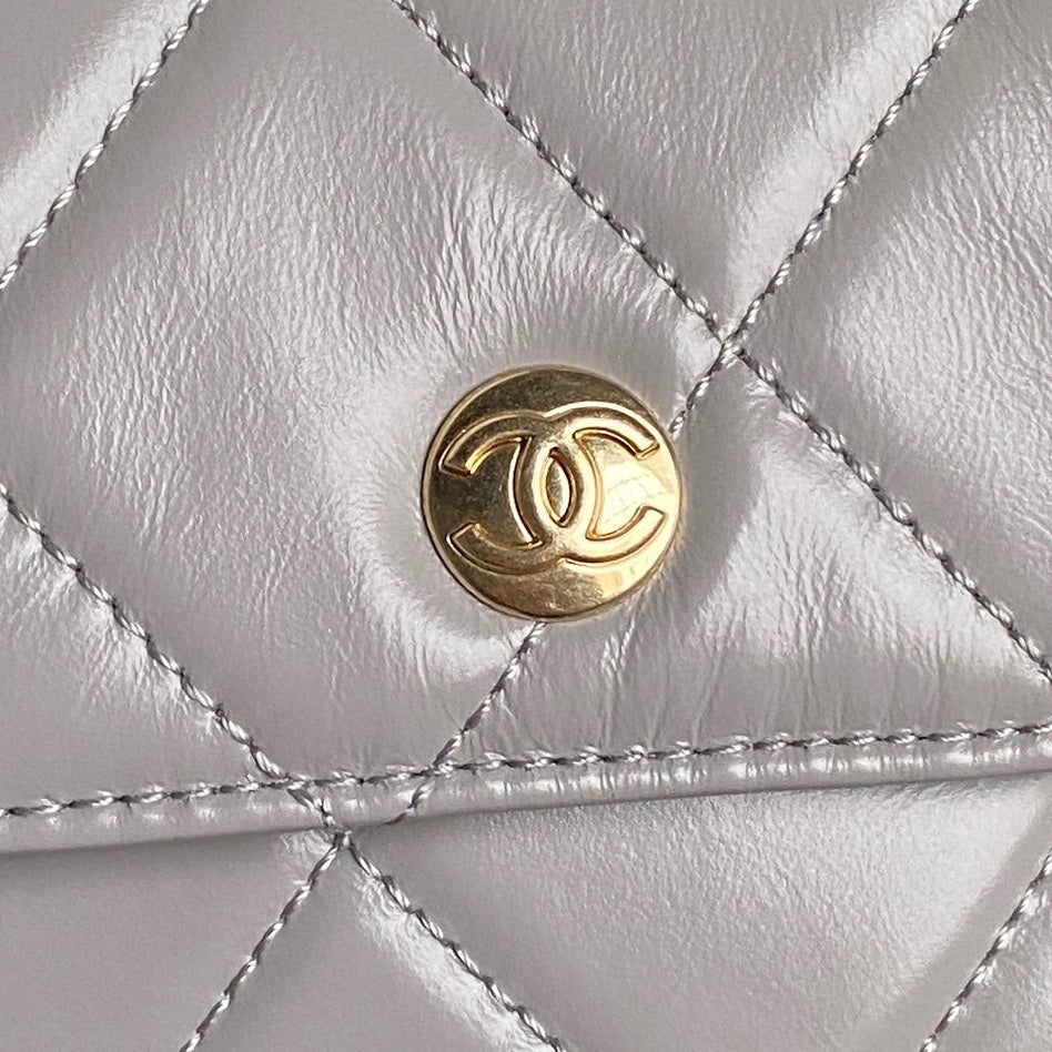 CHANEL BOWLING BAG 29 IN GREY CALFSKIN GOLD HARDWARE
