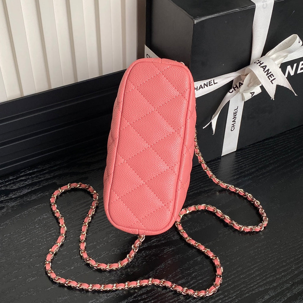 CHANEL HOBO BAG 21 IN FROLY PINK GRAINED CALFSKIN GOLD HARDWARE