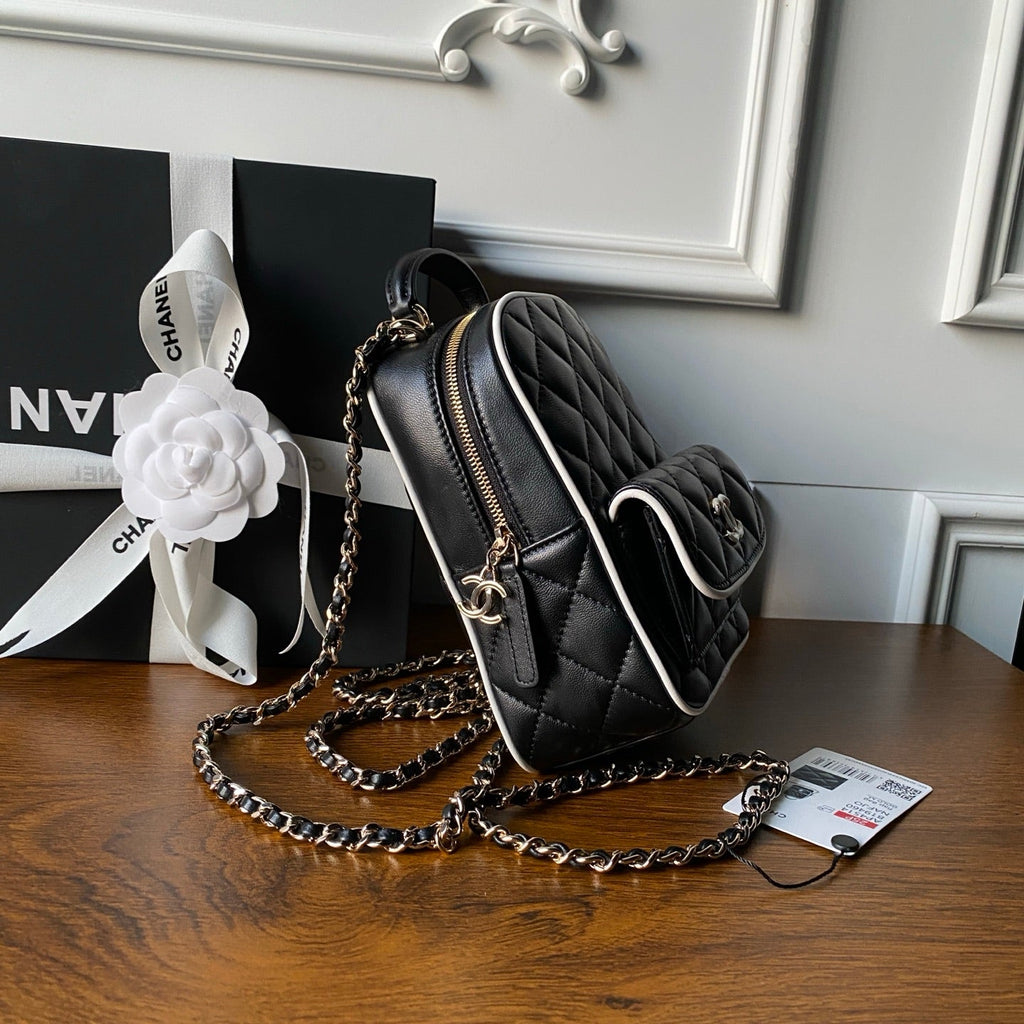 CHANEL 25S MINI BACKPACK 18 IN BLACK LAMBSKIN