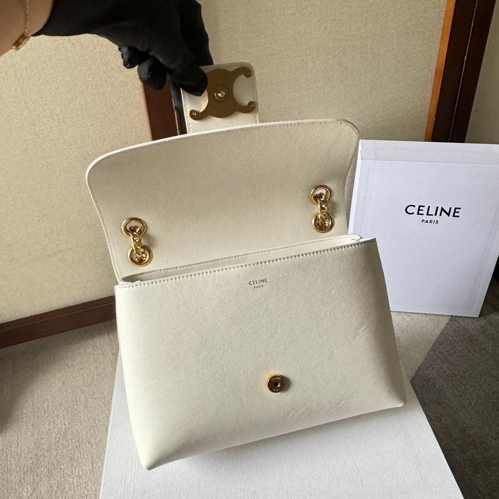 CELINE MEDIUM  VICTOIRE BAG 25 IN IVORY CALFSKIN