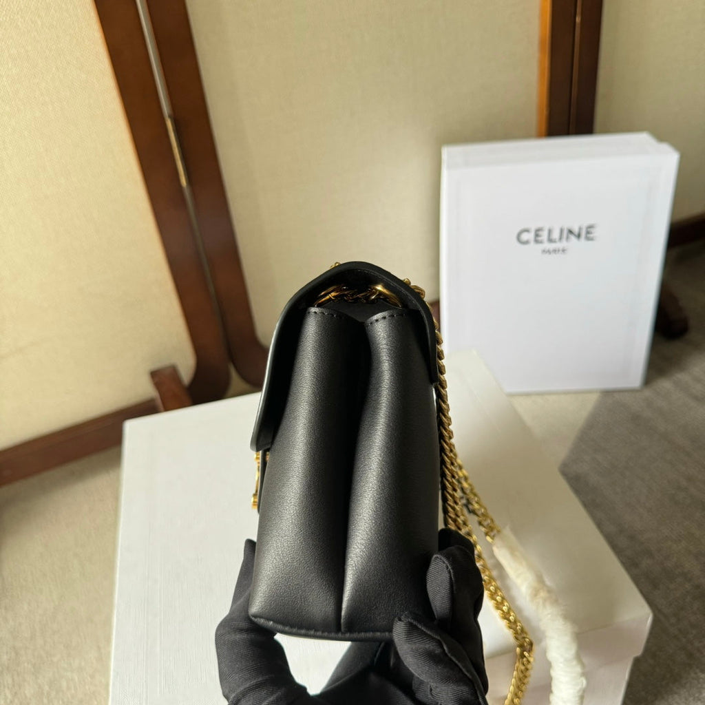 CELINE MEDIUM  VICTOIRE BAG 23 IN BLACK CALFSKIN