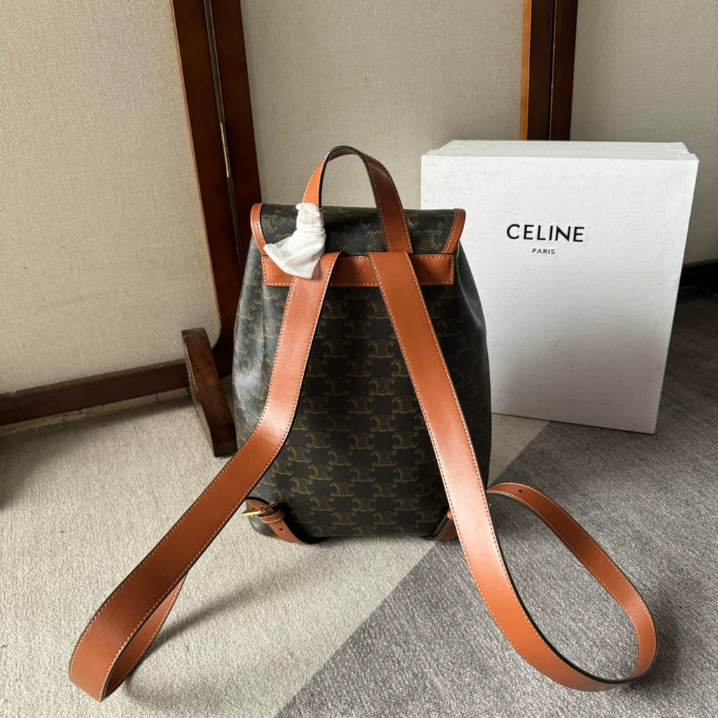 CELINE MEDIUM FOLCO BACKPACK 32 IN BLACK TRIOMPHE CANVAS