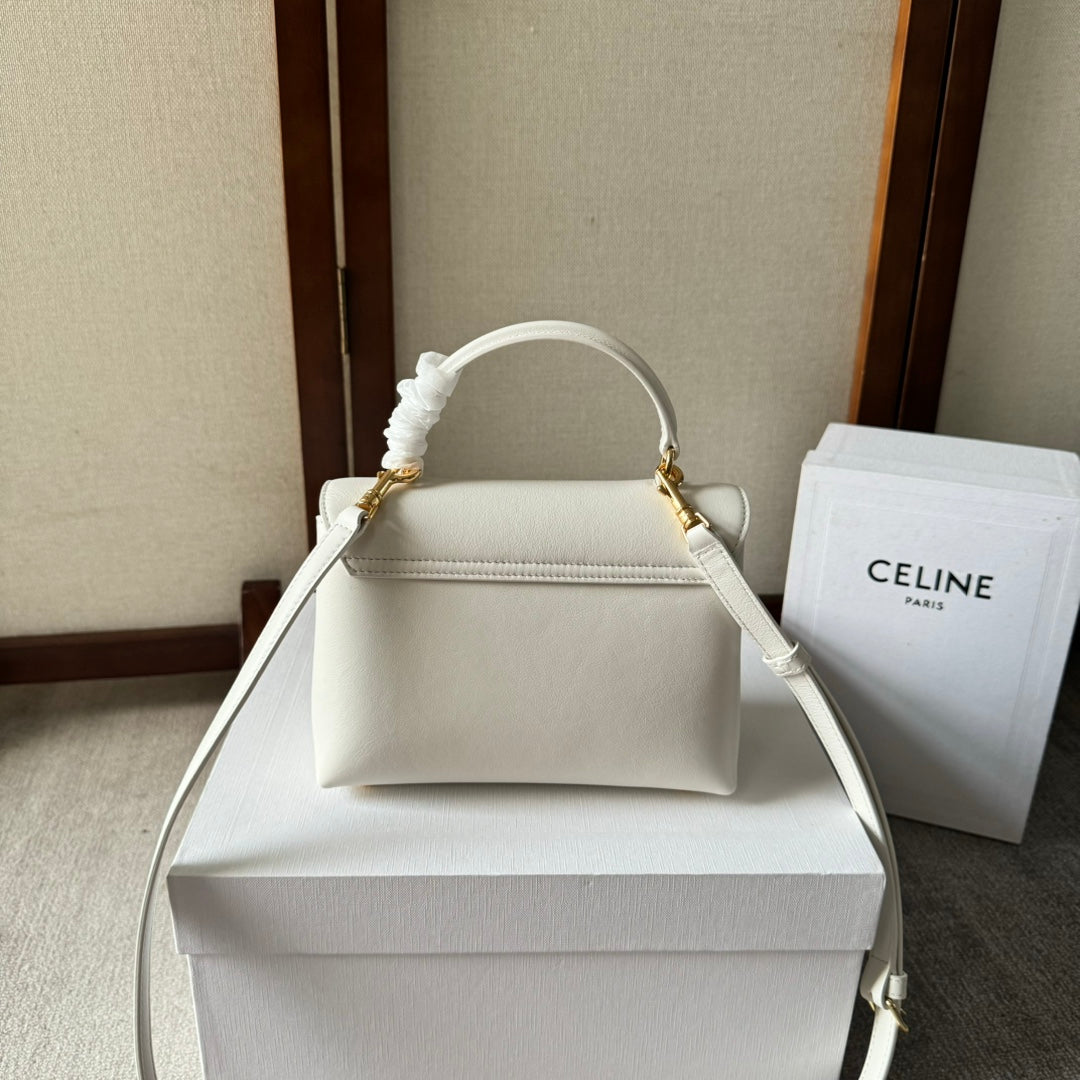 CELINE TEEN NINO BAG 20 IN WHITE SOFT CALFSKIN GOLD HARDWARE
