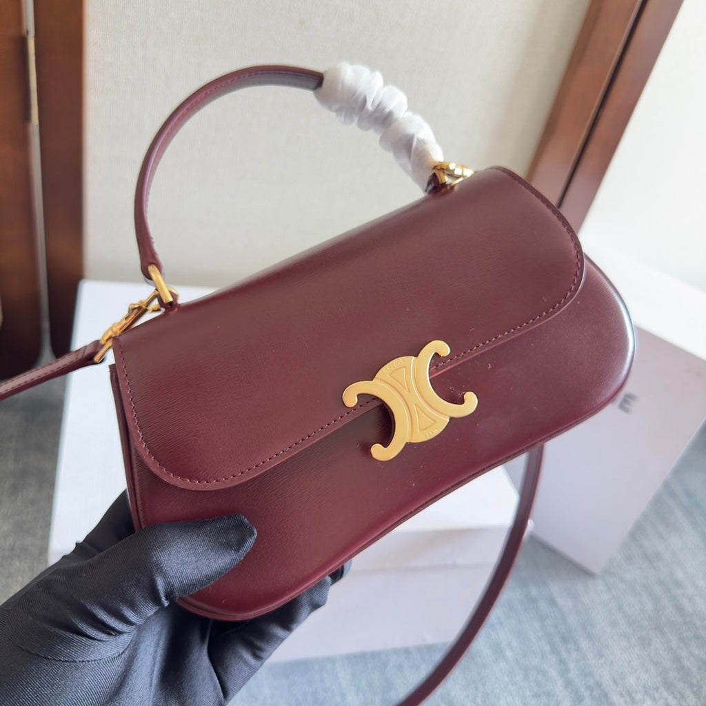 CELINE TEEN LOLA 20 IN BURGUNDY RED CALFSKIN GOLD HARDWARE
