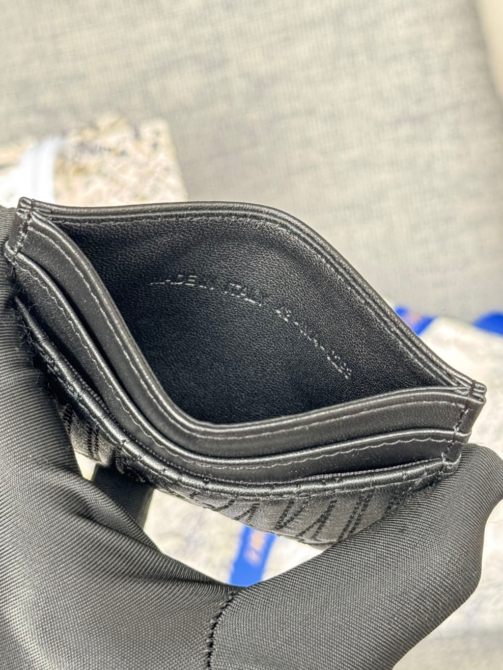 DIOR FREESIA CARD HOLDER 10 IN BLACK QUILTED ALLOVER CALFSKIN