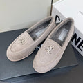 CHANEL LOAFER IN KHAKI BROWN SUEDE AND SOLF FLEECE LINING