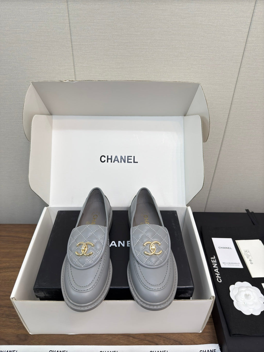 CHANEL MOASIN 2.5 CM IN ASH GRAY PREMIUM LAMBSKIN