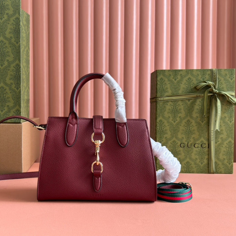 GUCCI SMALL JACKIE TOTE 24 IN BURGUNDY LAMBSKIN
