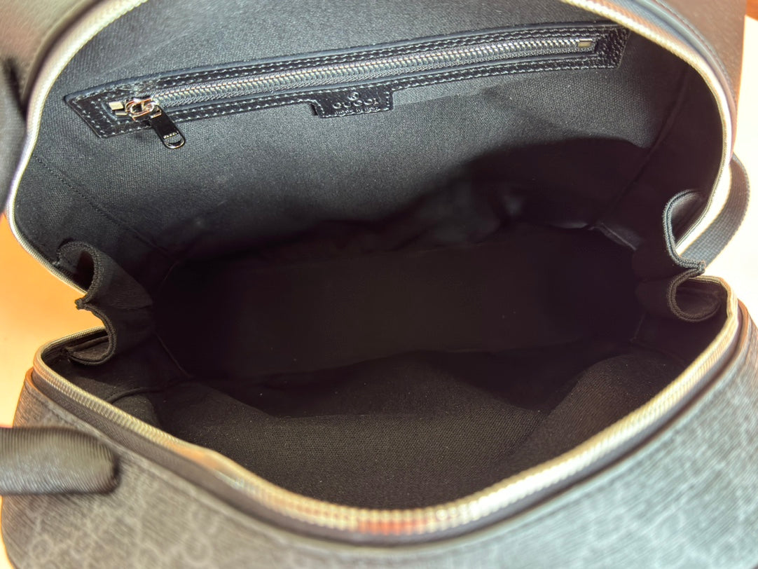 GUCCI MEDIUM  BACKPACK 40 IN DARK GREY AND BLACK CALFSKIN