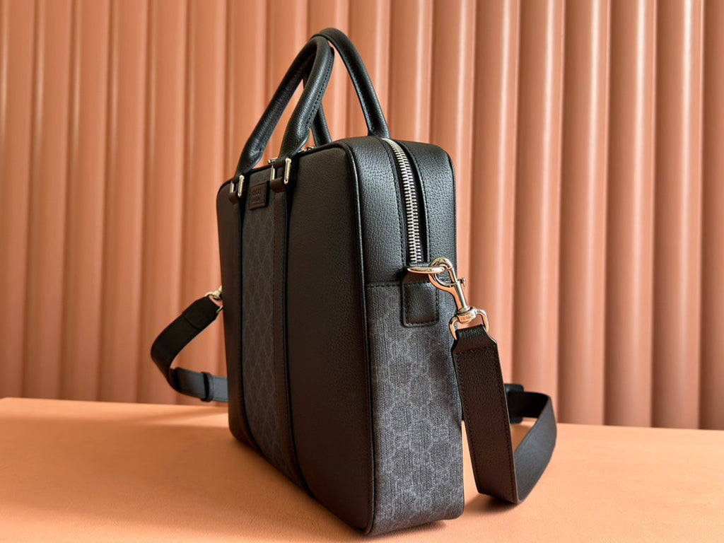 GUCCI JUMBO MEDIUM BRIEFCASE 36.5 IN EXTRA DARK GREEN  CALFSKIN
