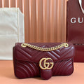 GUCCI MARMONT MEDIUM SHOUDER BAG 26 IN ROSSO ANCORA RED CALFSKIN