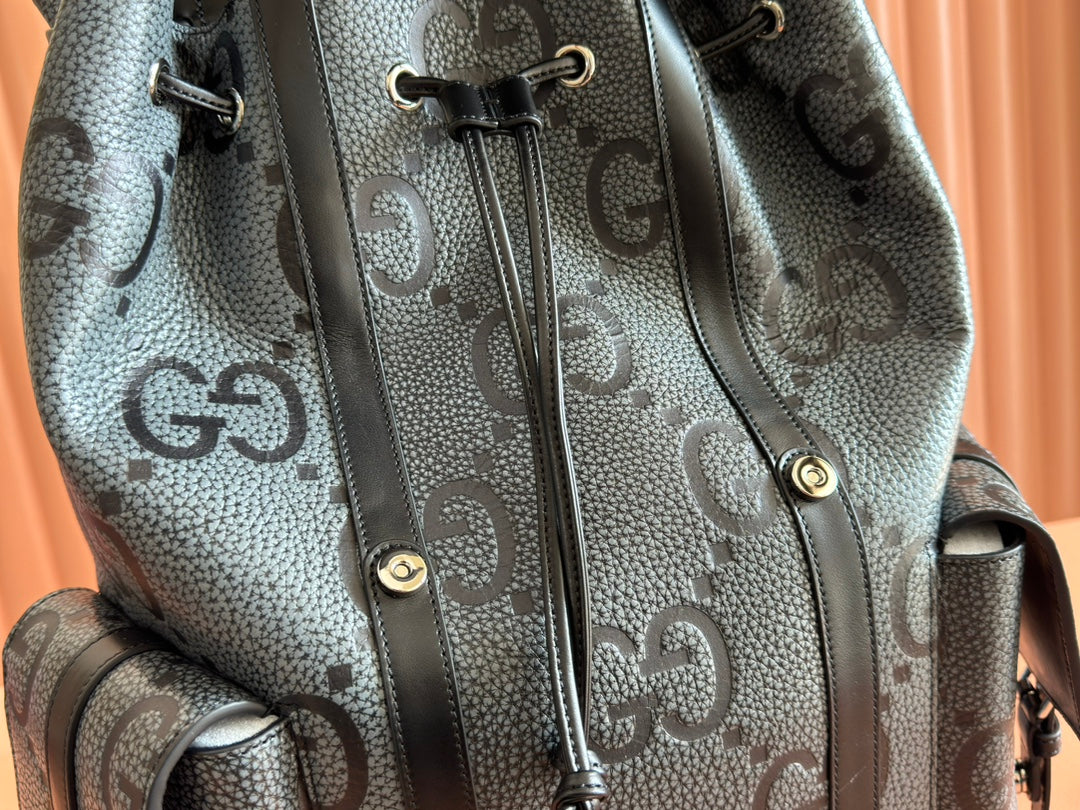 GUCCI LARGE BACKPACK JUMBO 41 IN GREY AND BLACK GRAINY  LAMBSKIN