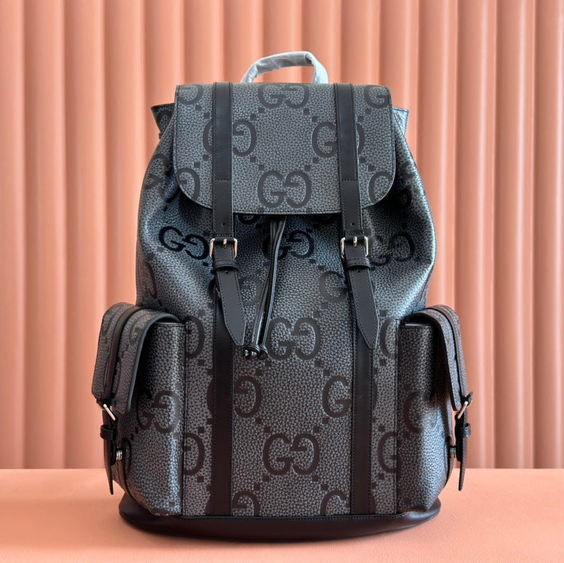 GUCCI LARGE BACKPACK JUMBO 41 IN GREY AND BLACK GRAINY  LAMBSKIN