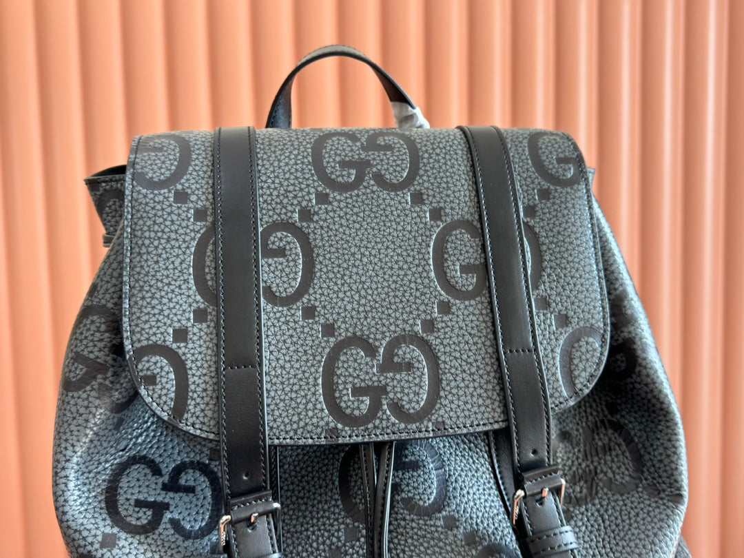 GUCCI LARGE BACKPACK JUMBO 41 IN GREY AND BLACK GRAINY  LAMBSKIN
