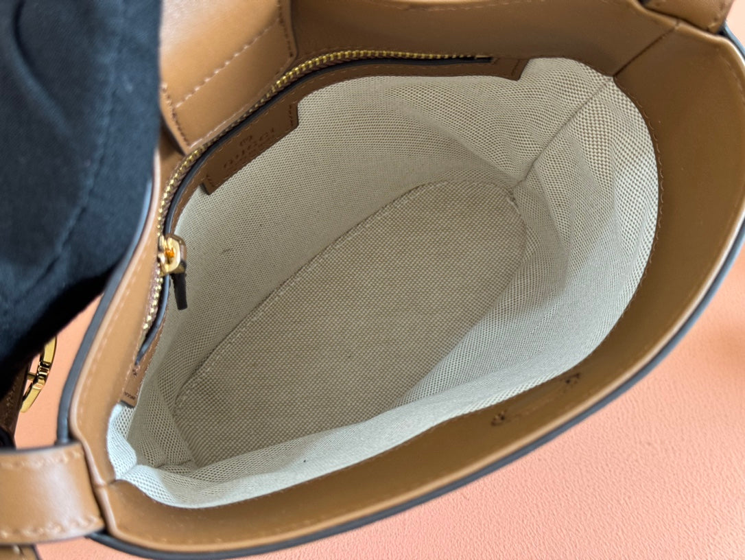 GUCCI 73 SMALL BUCKET BAG 20 IN BROWN SOFT SUEDE AND CALFSKIN